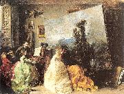 Marques, Francisco Domingo Interior of Munoz Degrain's Studio in Valencia oil painting artist